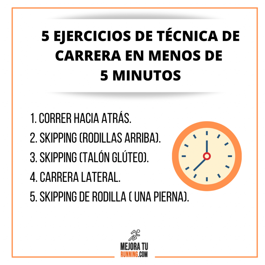 cinco ejercios de tecnica de carrera en menos de 5 minutos